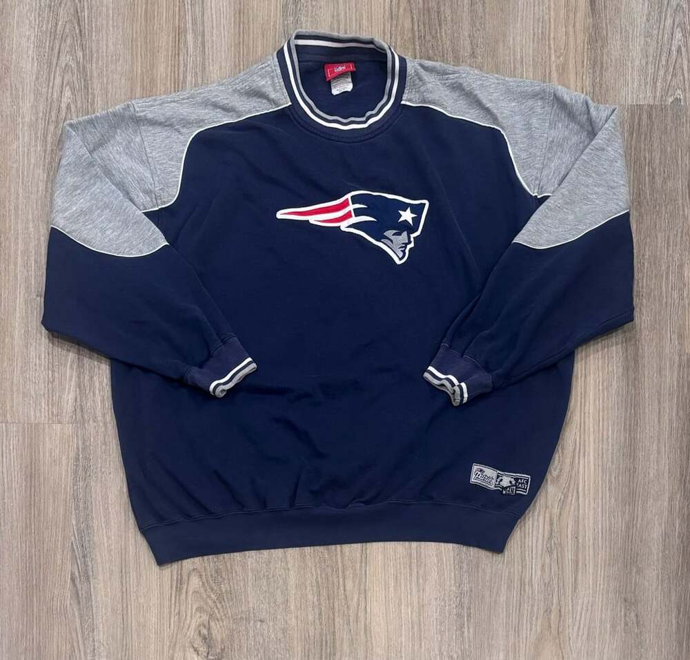 Vintage NFL New England Patriots Sweatshirt Crewneck Mens XXL Navy Blue Y2K